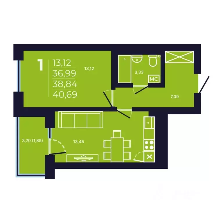 1-к кв. Башкортостан, Уфа ул. Майора Доставалова, 7 (38.5 м) - Фото 1