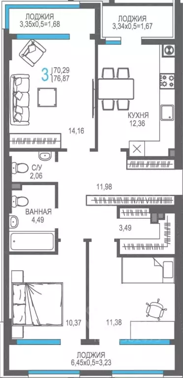 3-к кв. Крым, Алушта На Фонтанке жилой комплекс (76.87 м) - Фото 1