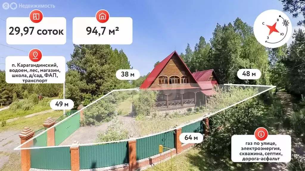 Дом в посёлок Карагандинский, Озёрная улица (94.7 м) - Фото 1