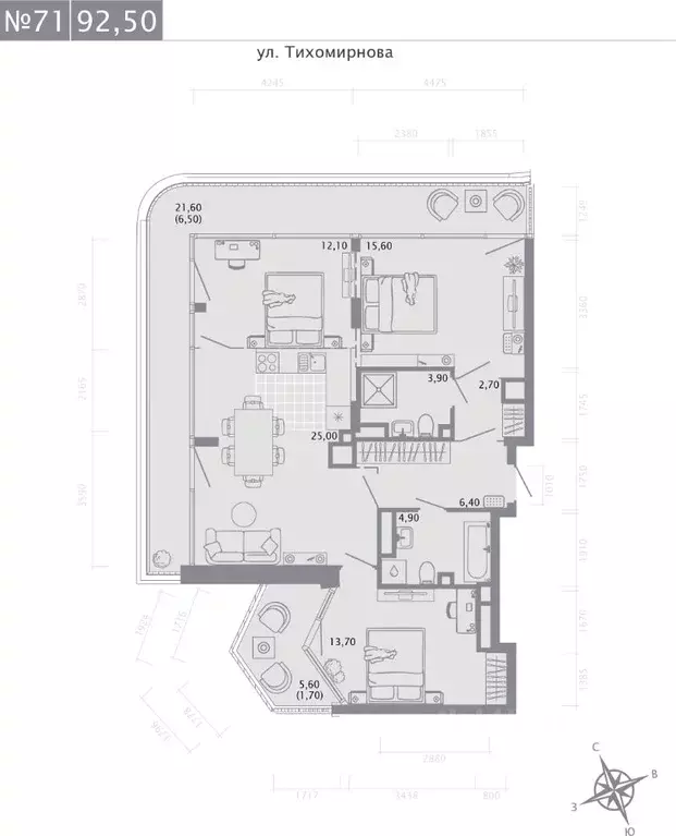 3-к кв. Татарстан, Казань ул. Калинина, 1Б (92.5 м) - Фото 0
