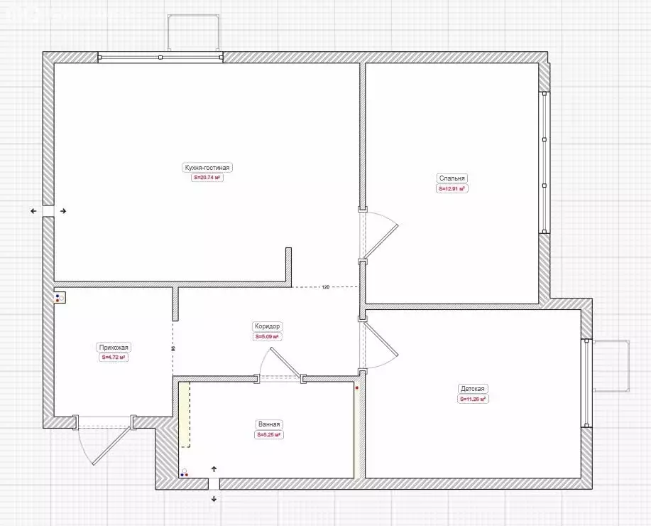 2-комнатная квартира: Мичуринский, Июльская улица, 1к4 (60 м) - Фото 1