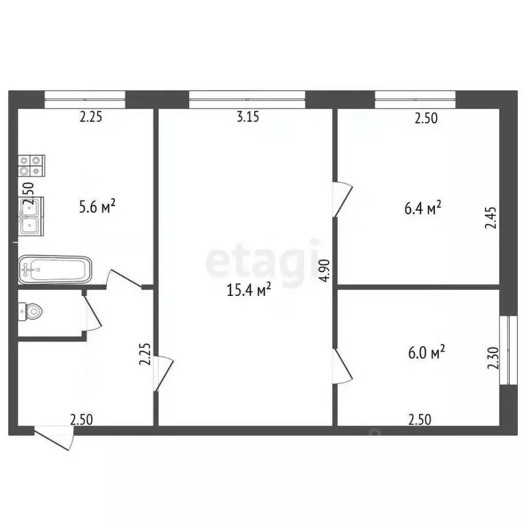 3-к кв. Орловская область, Орел Студенческая ул., 2Б (38.0 м) - Фото 1