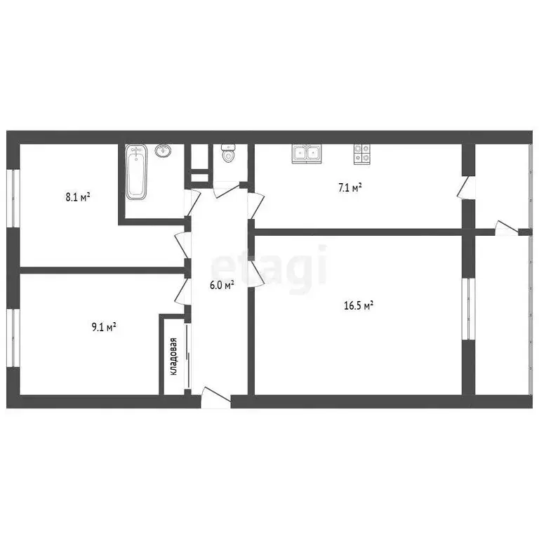 3-комнатная квартира: Маленькое, Школьная улица, 26 (55.1 м) - Фото 1