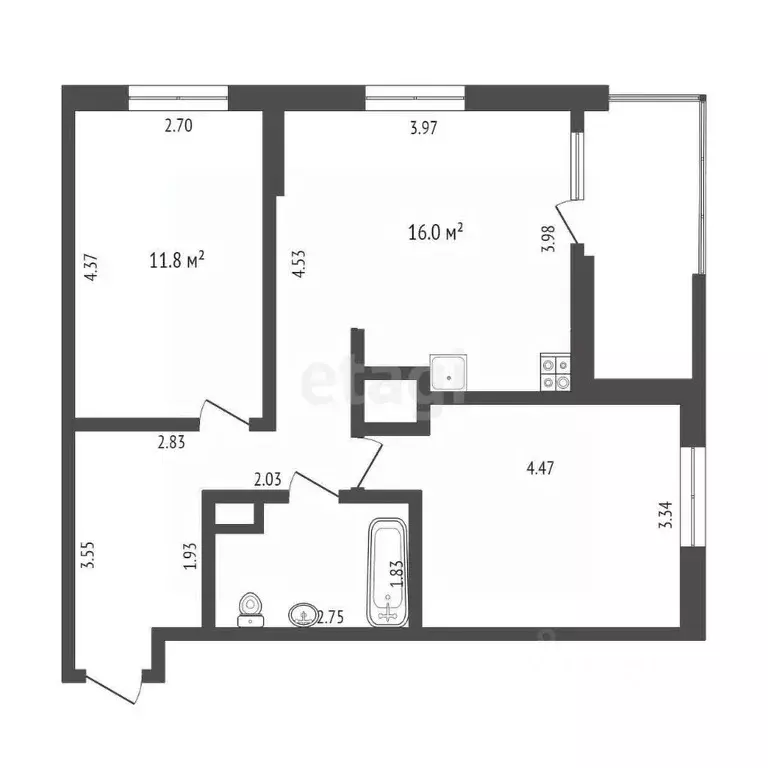 2-к кв. Тюменская область, Тюмень Родниковая ул., 4 (53.6 м) - Фото 1