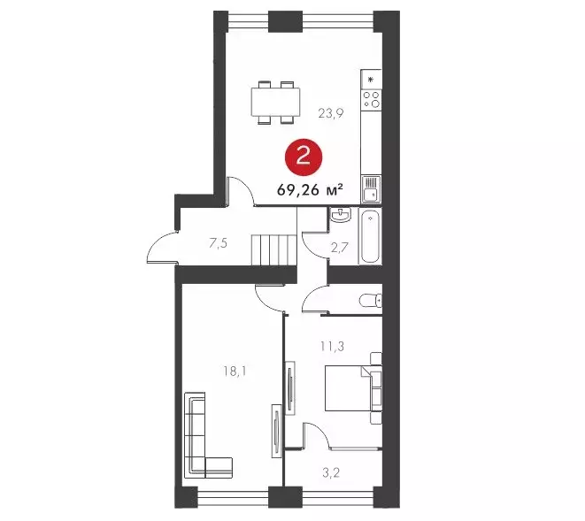 2-комнатная квартира: Самара, улица Гая, 22 (69.26 м) - Фото 0