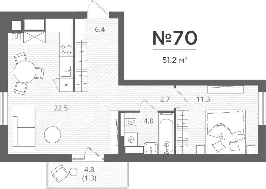 1-комнатная квартира: Калининград, Стекольная улица, 39 (48.2 м) - Фото 0