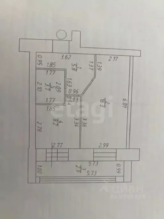 1-к кв. Татарстан, Казань ул. Серова, 28Б (34.0 м) - Фото 2