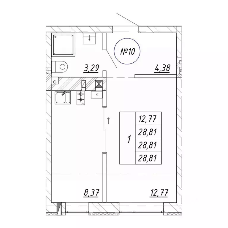 1-к кв. Калининградская область, Зеленоградск  (28.81 м) - Фото 1