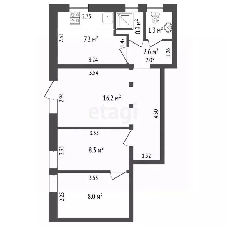 2-к кв. Крым, Феодосия ул. Энгельса, 16 (44.5 м) - Фото 2