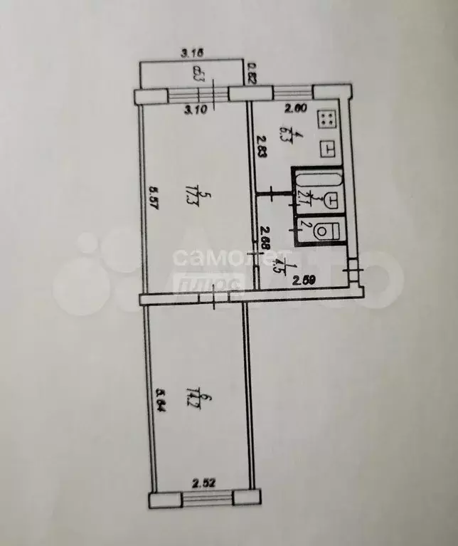 2-к. квартира, 45 м, 2/5 эт. - Фото 0