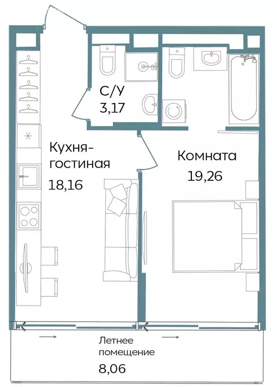 1-комнатная квартира: Республика Крым, Саки, курортный кластер Темпо ... - Фото 0