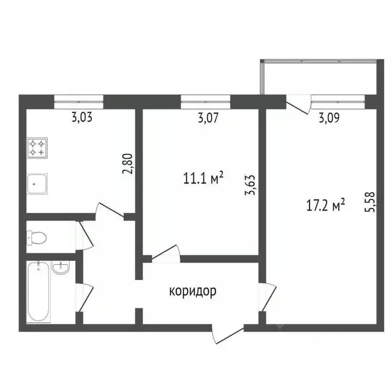 2-к кв. Тюменская область, Тобольск 10-й мкр, 36 (46.6 м) - Фото 2