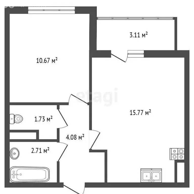1-комнатная квартира: Кудрово, проспект Строителей, 1к2 (35 м) - Фото 1