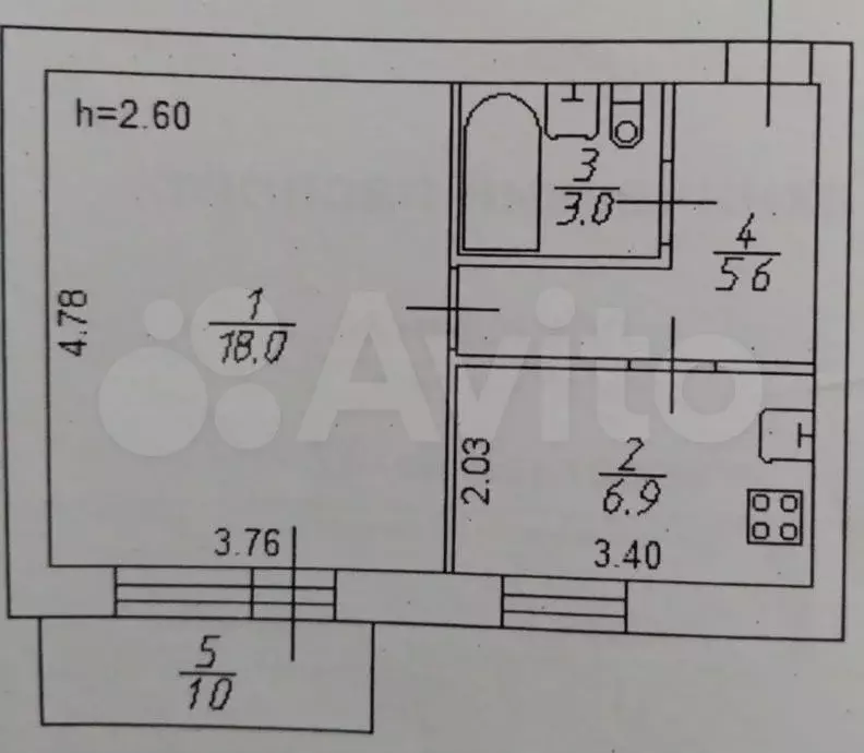 1-к. квартира, 33,5 м, 2/5 эт. - Фото 0