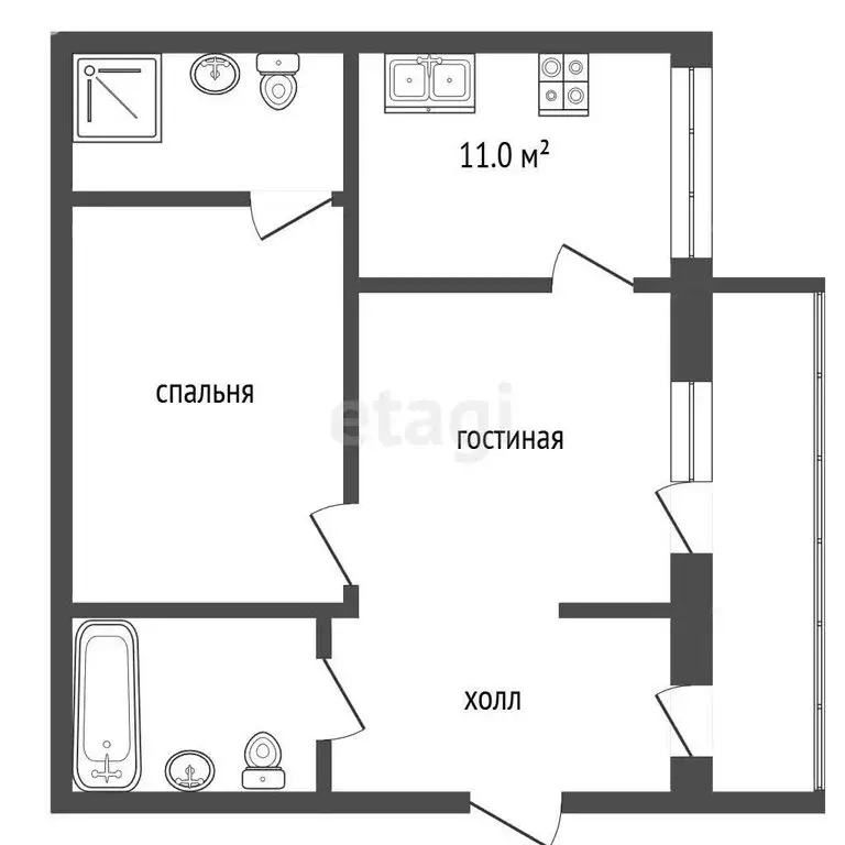 2-комнатная квартира: Кореиз, Южная улица, 68 (80 м) - Фото 1