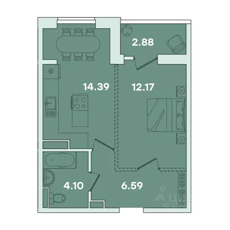 1-к кв. Иркутская область, Иркутск ул. Петрова, 16 (40.13 м) - Фото 0