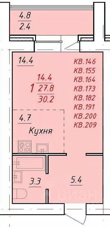 1-к кв. Алтайский край, Новоалтайск Индустриальная ул., 18 (30.2 м) - Фото 1