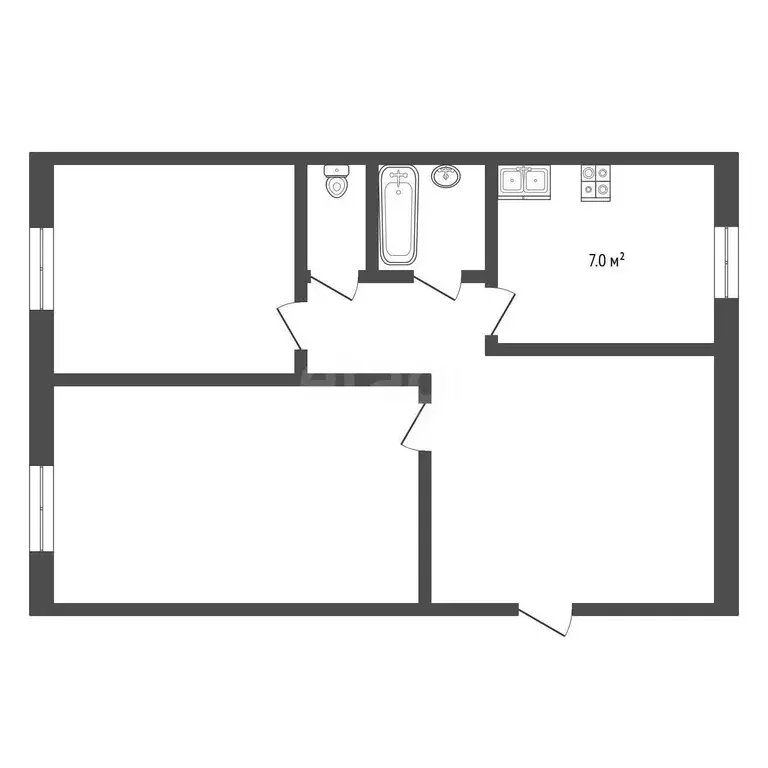Квартира, 2 комнаты, 46.9 м - Фото 1