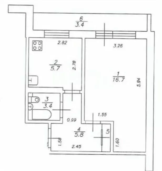 1-к кв. Татарстан, Казань ул. Сафиуллина, 18 (32.4 м) - Фото 2