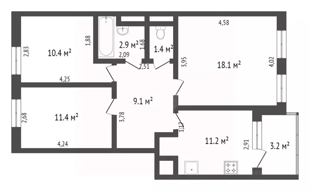 3-к кв. Ханты-Мансийский АО, Ханты-Мансийск Учхоз мкр, ул. Осенняя, 1 ... - Фото 2