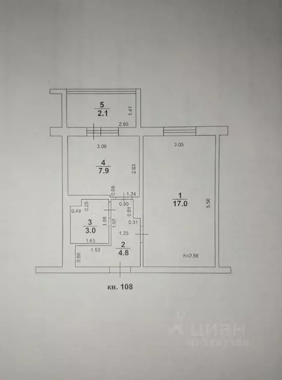 1-к кв. Татарстан, Казань ул. Абсалямова, 25 (32.7 м) - Фото 2
