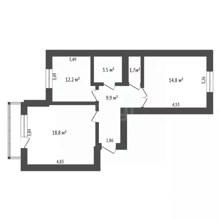 2-к кв. Амурская область, Благовещенск Игнатьевское ш., 25/19 (60.9 м) - Фото 2