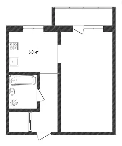 1-комнатная квартира: Тюмень, Таллинская улица, 2А (33 м) - Фото 1