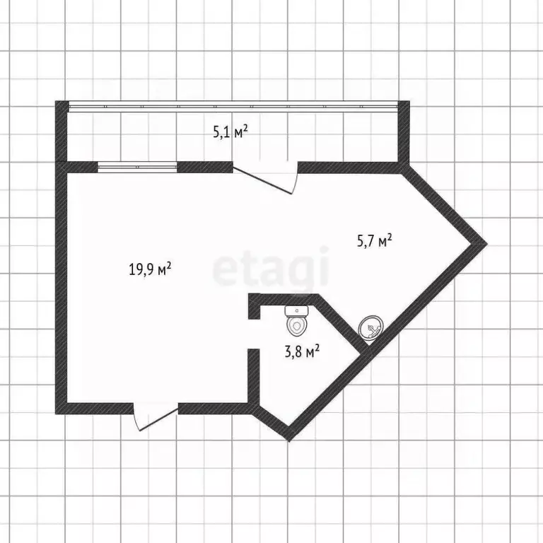 Студия Башкортостан, Стерлитамак просп. Октября, 48 (29.4 м) - Фото 2