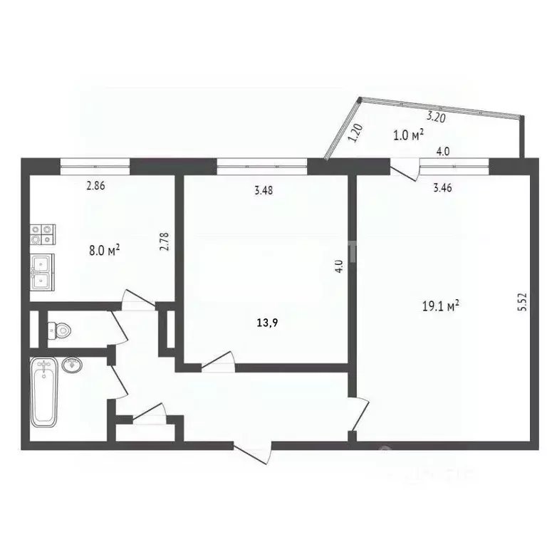 2-к кв. Омская область, Омск ул. Крупской, 23 (52.3 м) - Фото 1