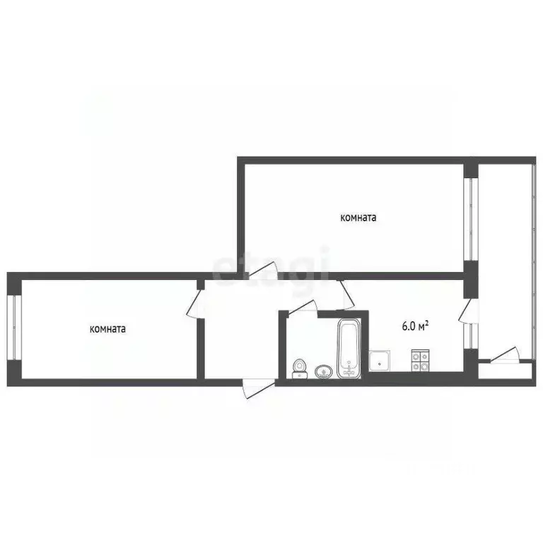 2-к кв. Крым, Ялта муниципальный округ, Гаспра пгт ул. Мира, 8 (45.0 ... - Фото 2