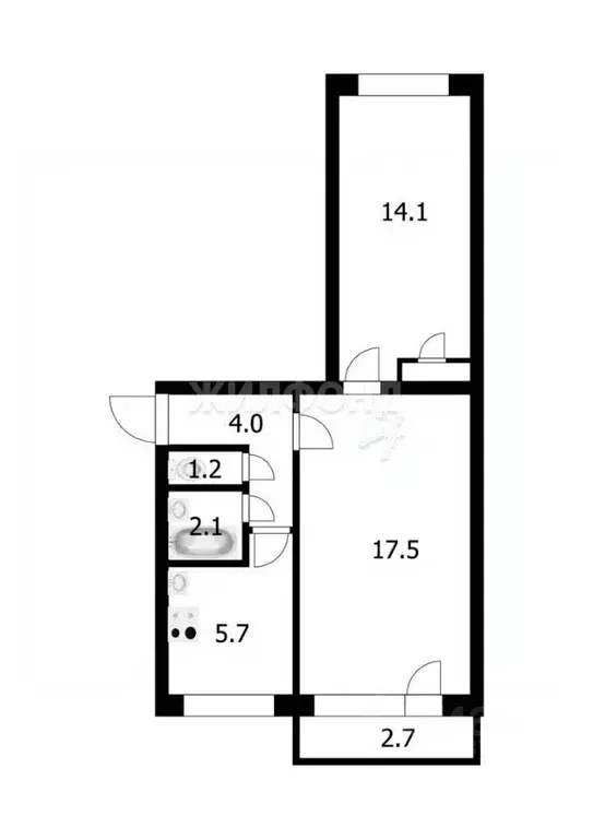 2-к кв. Новосибирская область, Новосибирск Нарымская ул., 7 (44.6 м) - Фото 0