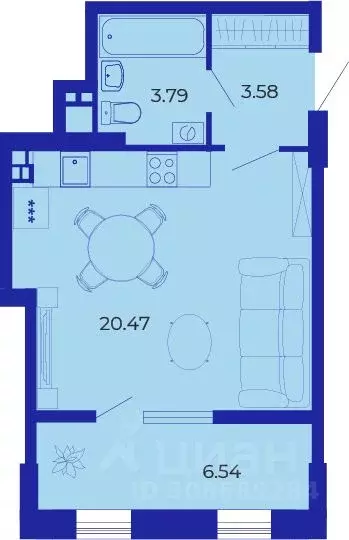 1-к кв. Брянская область, Брянск ул. Комарова, 47 (35.4 м) - Фото 0