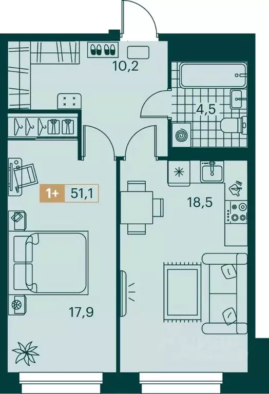 1-к кв. Ямало-Ненецкий АО, Новый Уренгой ул. Газовиков (51.1 м) - Фото 1