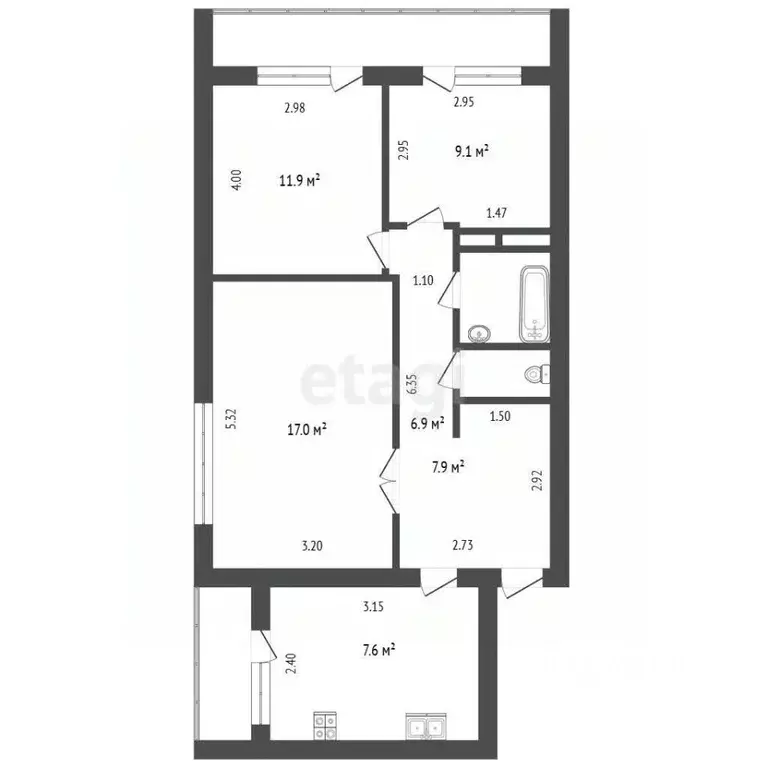 3-к кв. Чувашия, Чебоксары ул. Ленинского Комсомола, 10 (61.6 м) - Фото 2