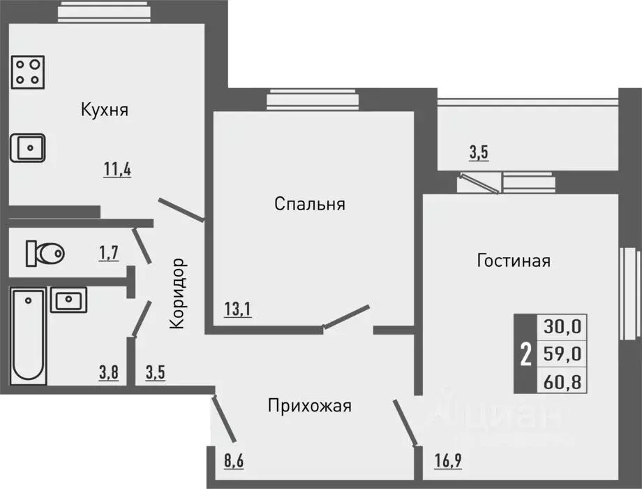 2-к кв. Орловская область, Орловский район, д. Жилина, Болховский мкр ... - Фото 0