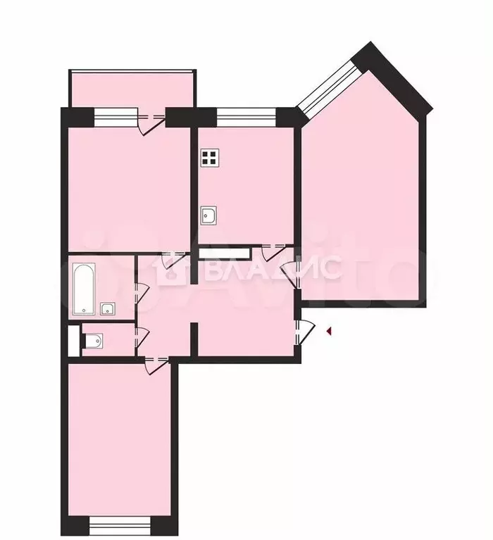 3-к. квартира, 61,8 м, 5/9 эт. - Фото 0