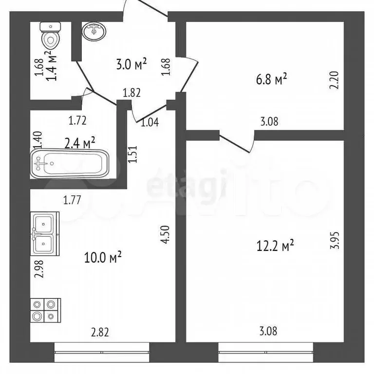 2-к. квартира, 35,8 м, 4/5 эт. - Фото 0