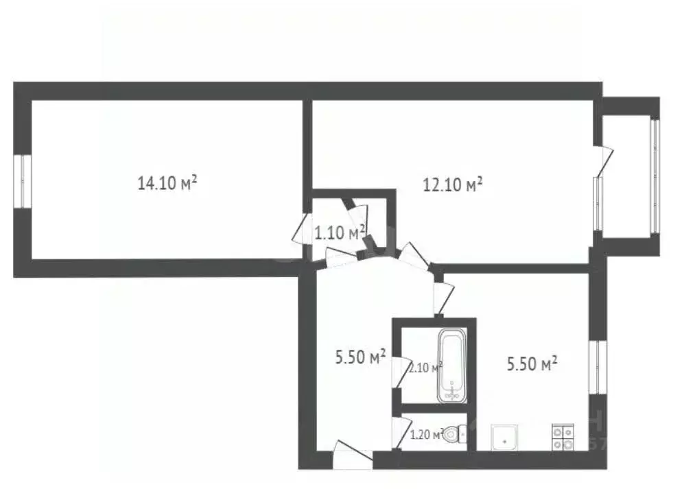 2-к кв. Воронежская область, Борисоглебск Советская ул., 119 (42.2 м) - Фото 2