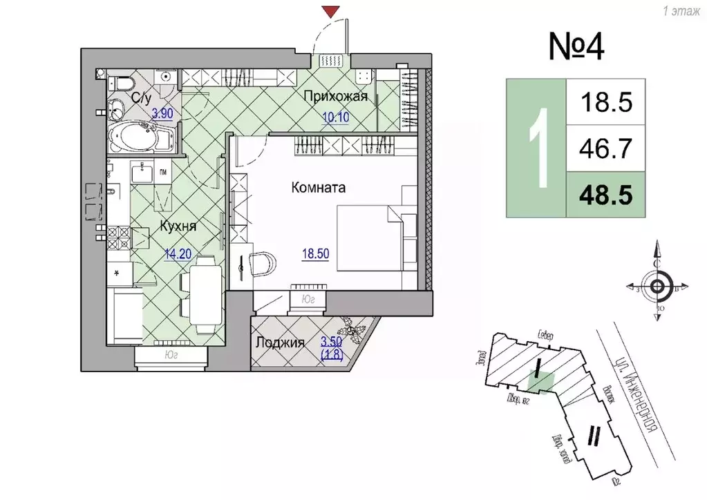 1-к кв. Новгородская область, Великий Новгород Юннатов жилой комплекс ... - Фото 1