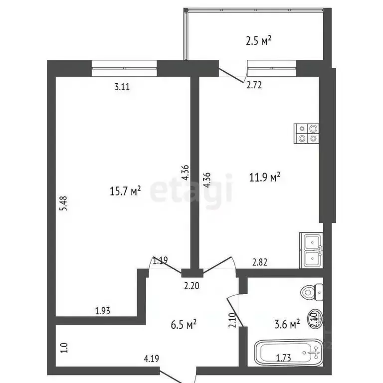 1-к кв. Костромская область, Кострома Окружная ул., 51А (37.7 м) - Фото 1