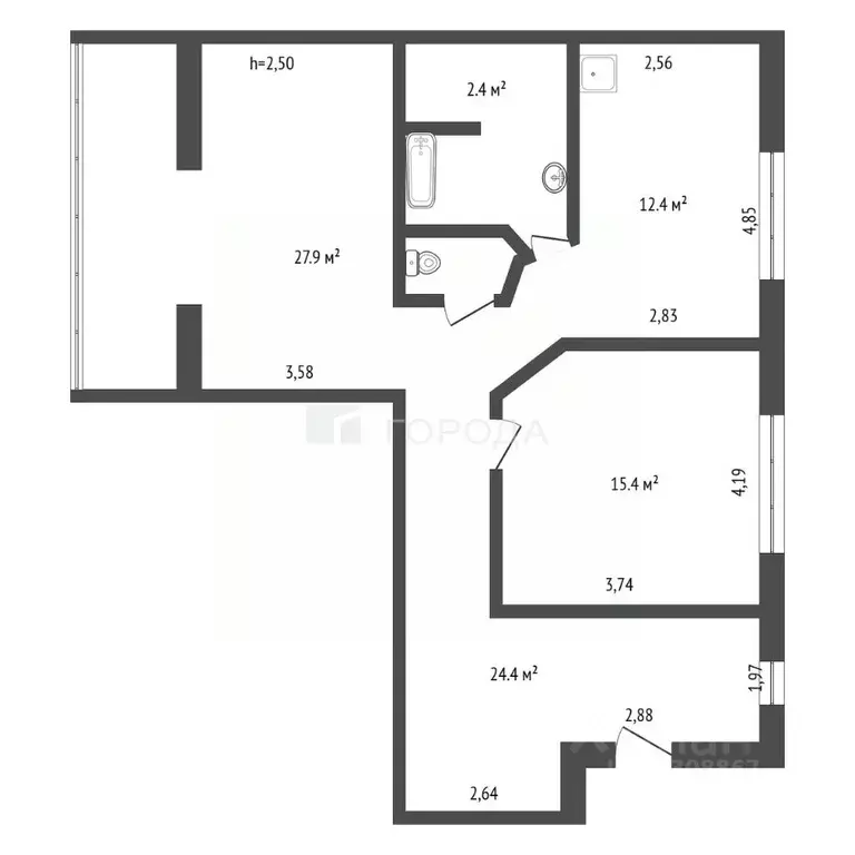2-к кв. Кемеровская область, Новокузнецк ул. Кирова, 75 (88.0 м) - Фото 2