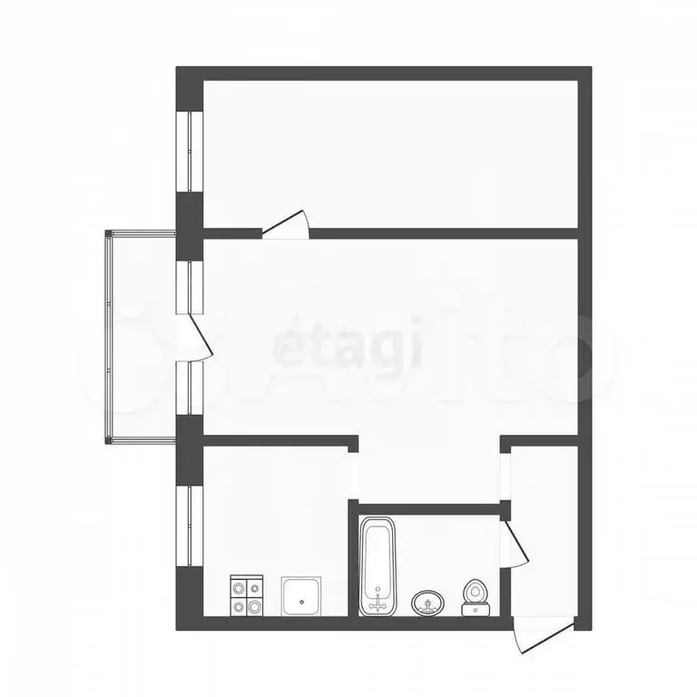 2-к. квартира, 43,5 м, 4/5 эт. - Фото 0