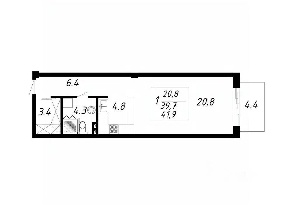 1-к кв. Ставропольский край, Ессентуки Озеро жилой комплекс (41.9 м) - Фото 1