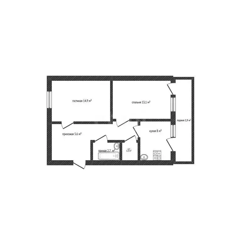 2-комнатная квартира: Салават, бульвар Салавата Юлаева, 24 (54.6 м) - Фото 1