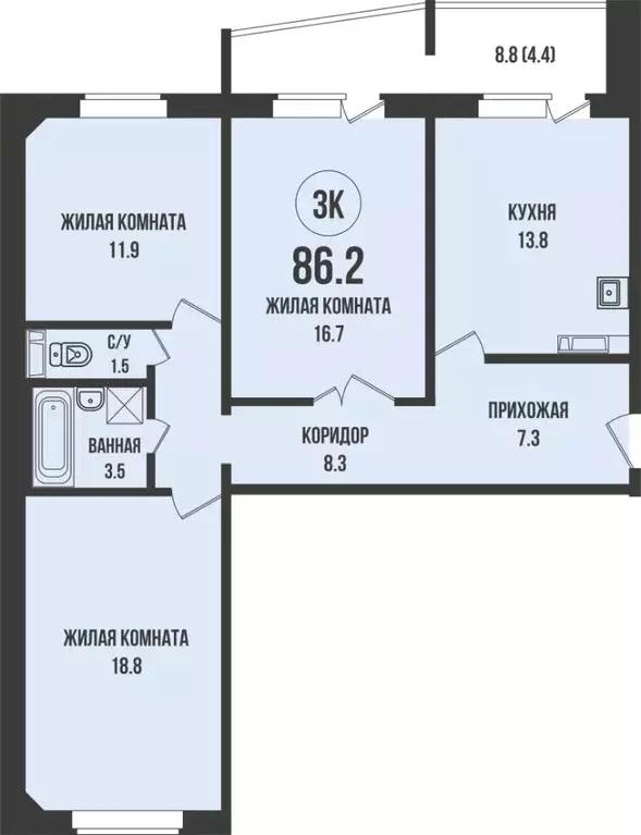 3-к кв. Новосибирская область, Новосибирск Родники мкр, Династия жилой ... - Фото 0