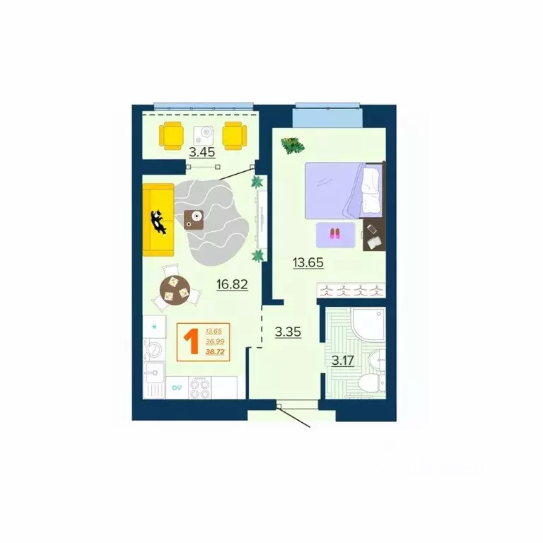 1-к кв. Брянская область, Брянск Московский мкр, Микрорайон Акватория ... - Фото 1