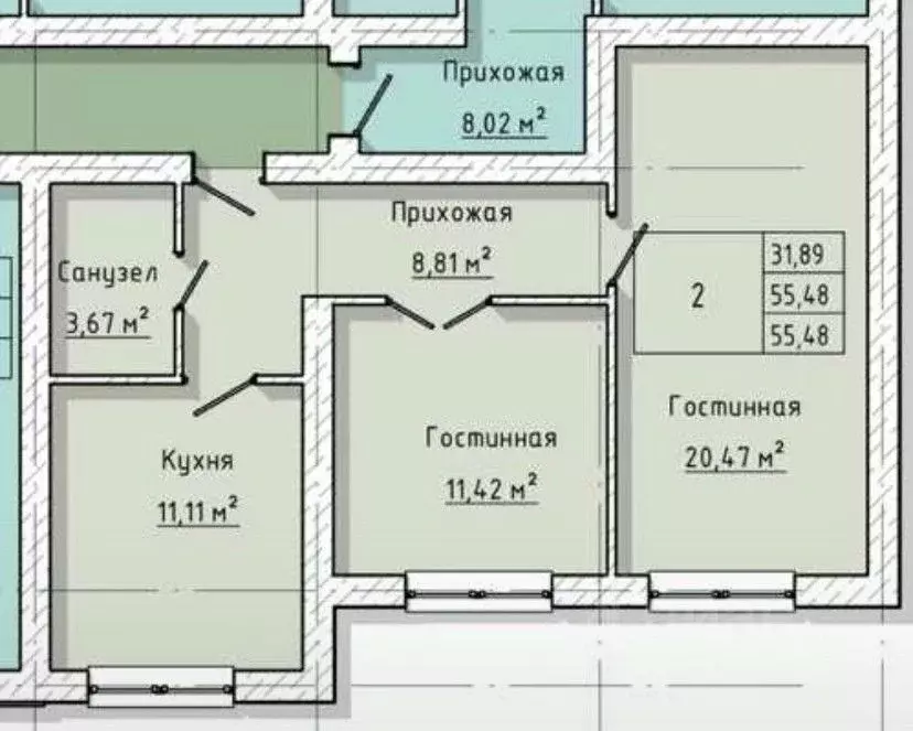 2-к кв. Кабардино-Балкария, Нальчик ул. Солнечная, 8к1 (55.48 м) - Фото 1