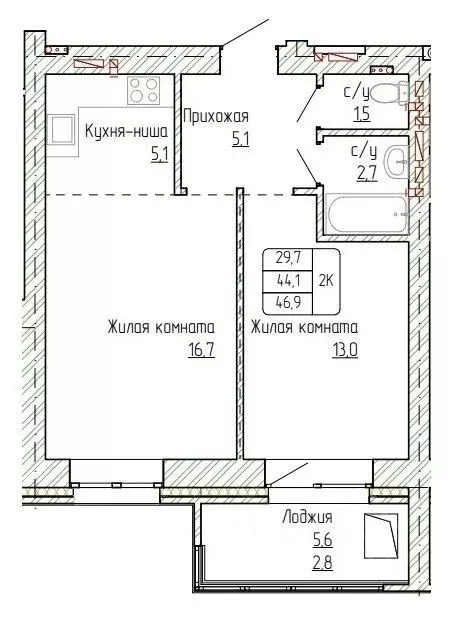 2-к кв. Алтайский край, Новоалтайск ул. Титова, 6 (46.9 м) - Фото 0