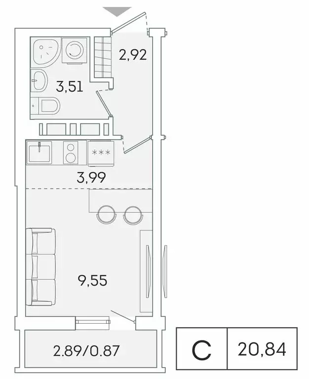 Квартира-студия: Мурино, Графская улица, 6к1 (20 м) - Фото 0