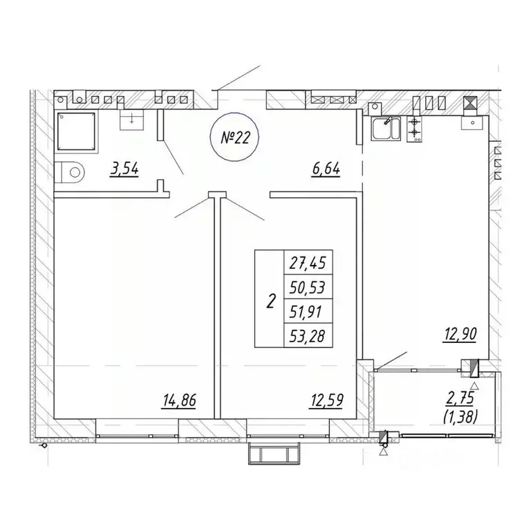 2-к кв. Калининградская область, Зеленоградск  (53.28 м) - Фото 1